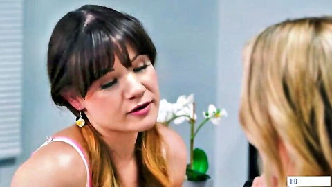 Candice Dare seduces client Alison Rey in intimate Girlsway lesbian scene