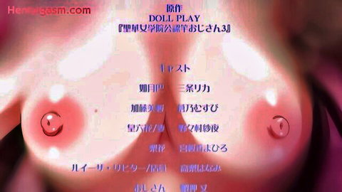 Hentai anime schoolgirl with massive exposed breasts in Seika Jogakuin Kounin Sao Ojisan 3