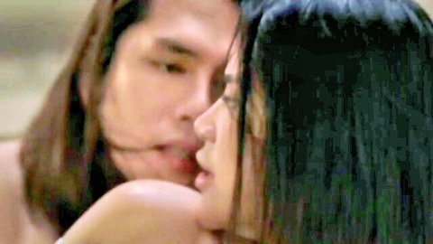 Intimate close-up of Asian couple kissing in Wanted Girlfriend 2024