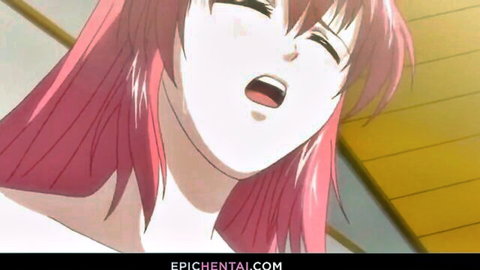Pink-haired anime stepsister in ecstasy from impregnation, hentai scene
