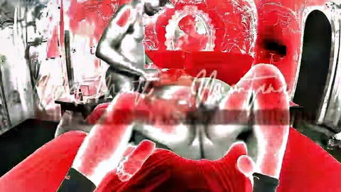 Ebony hunk fucks big pale ass doggy style on red velvet bed