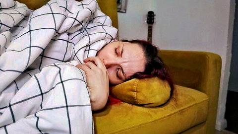 Zloy Andrey redhead sleeping seductively under blanket in taboo stepdaughter scene