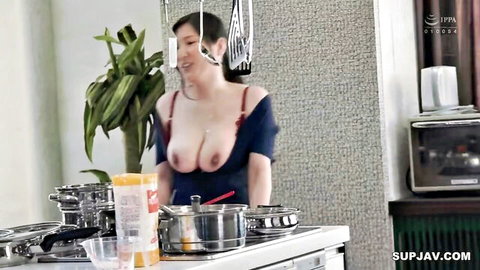 Yuna Shina exposing large breasts in open blue dress