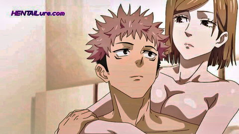 Nobara nude in Itadori's embrace during rough hentai sex fantasy