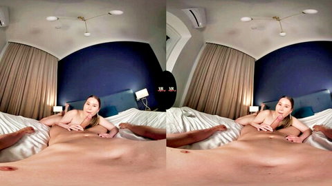 Amalia Davis with big natural boobs straddling in intimate couple scene