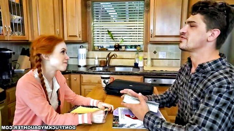 Petite redhead Dolly Little in tutor session with guy