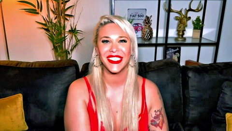 Alysha, 26, blonde in red dress smiling seductively