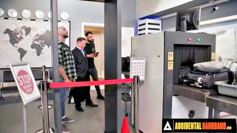 Whitney Wright at airport security in accidental gangbang setup