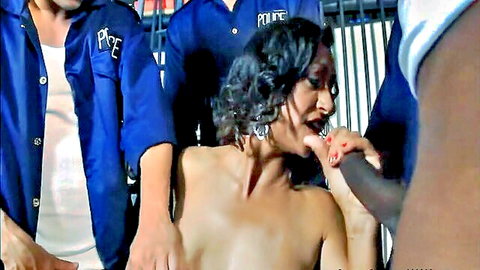 Persia Monir nude in police gangbang, giving oral sex