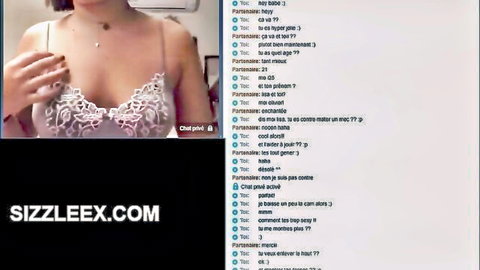 Blonde French teen in white lace lingerie poses seductively for webcam