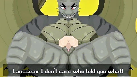 Muscular anthropomorphic lizard man masturbating in pixel art style