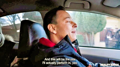 Zazie Skymm co-star in car scene, smiling performer Reality Kings