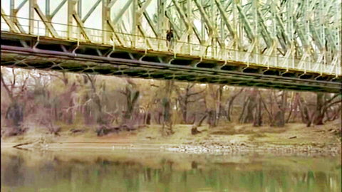 Scenic bridge over river with autumn trees, Julia 2000 scene