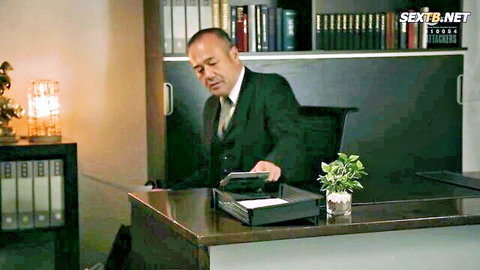 Miu Shiramine in intimate office kiss with suited boss
