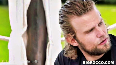 Blonde bearded stud stares intensely in Bigrocco full HD video