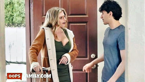 Cory Chase in fur coat teases Nick Strokes at door