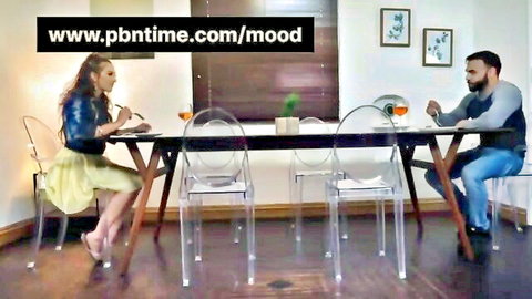 Desi step-sister in skirt teases brother at table in Ullu web series
