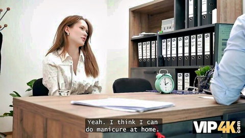 Una Fairy redhead in office interview with Stanley Johnson - VIP4K
