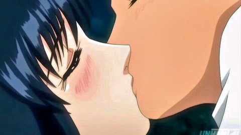 Hentai stepmom and stepsis sharing passionate kiss in seductive anime scene