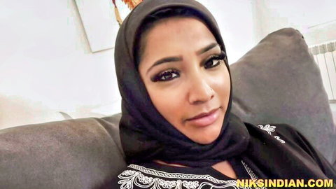 Yasmina Khan seductive Indian hijabi beauty in black embroidered top