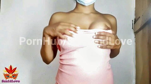 SaniAndLove in wet pink top, teasing plump breasts, Sri Lankan amateur