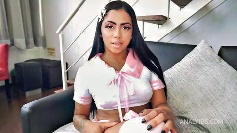 Manu Morena in sexy pink sailor uniform, teasing pose