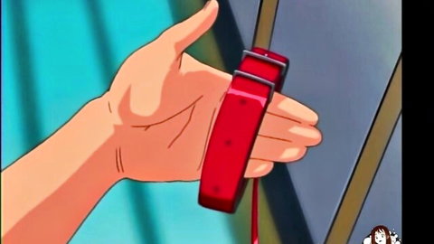 Anime hand holding red collar and leash, hentai pet play tease