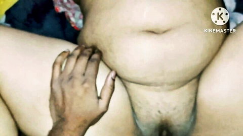 Indian bhabhi's hairy pussy close-up spread by hand in doggie creampie