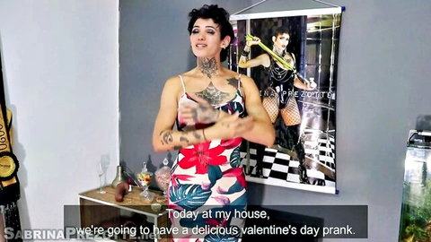 Tattooed Sabrina Prezotte in sexy floral dress Valentine's tease