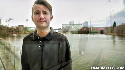 Man in black polo confronts scene by river in Hijab Mylfs Pussy Debt Collection