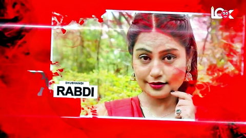 Seductive Indian woman Shurhangi Rabidi in red traditional attire, amateur tease