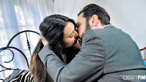 Latina star Eliza Ibarra in passionate suit-clad bedroom kiss
