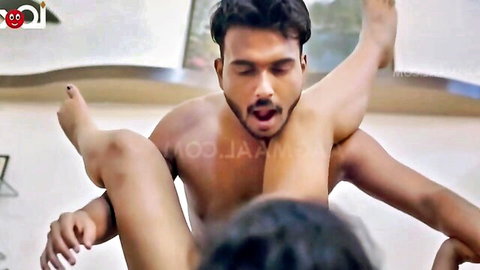 Hot Indian couple in intense vaginal sex with legs raised