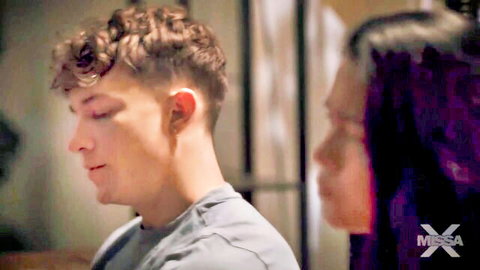 Dana Vespoli whispers intimately with young curly-haired stud, quiet taboo moment