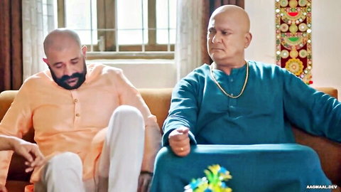 Indian men in kurtas from MILF erotic movie scene, mature actors