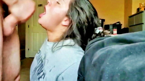 Brunette deepthroating thick cock in intense hardcore facefuck