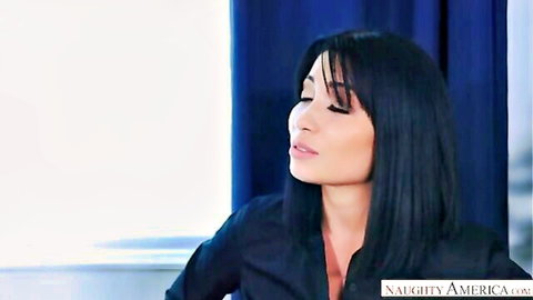 Stephanie West seductive side profile in black top, natural tits tease