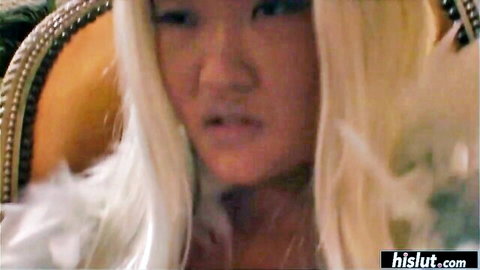 Asian blonde Lucy Lee in seductive threesome with Bamboo