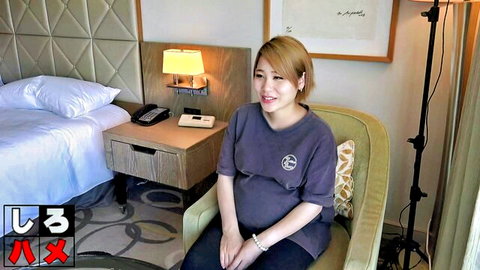 Smiling 10-month pregnant Asian teen in loose purple tee, We Fuck A Lot! model