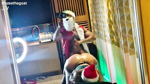 Raven Thick bent over with big ass in naughty Santa filming scene