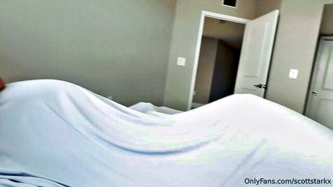 Charlotte Mae curvaceous body teasing under white sheets in bed