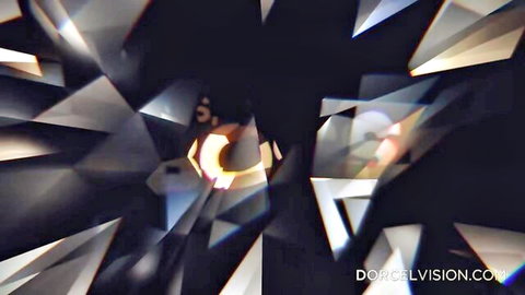 Abstract artistic thumbnail for 'YES BOSS' adult video with diamond shards and glowing center