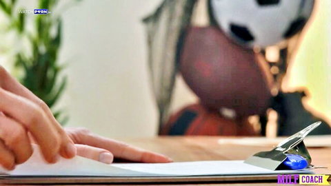 Cory Chase MILF coach in sports office, hands on desk with clipboard