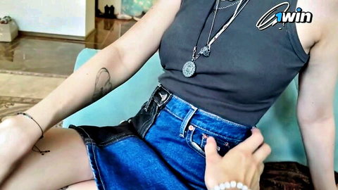 LyalkaMotanka Ukrainian teen in short denim skirt and tank top teasing
