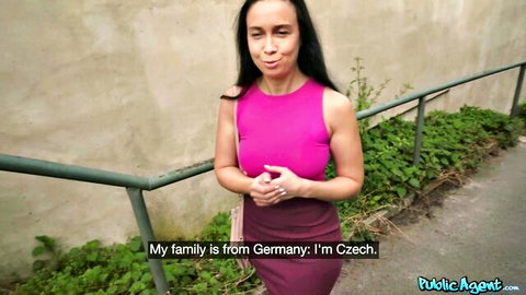 Kirsten Fog Czech beauty in pink top for Public Agent pickup scene