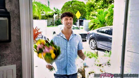 Reagan Foxx Mother's Day surprise: fit man with flowers at door