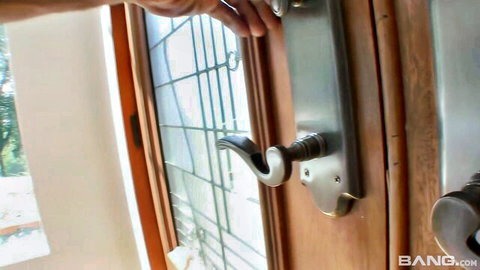 Kira Lynn's hand turns door knob in teasing prelude to intense scene