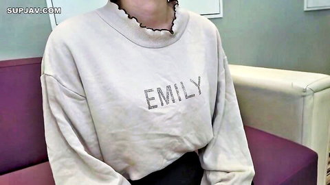 Beautiful Japanese Mayumi-chan in casual Emily sweater, intelligent and alluring pose