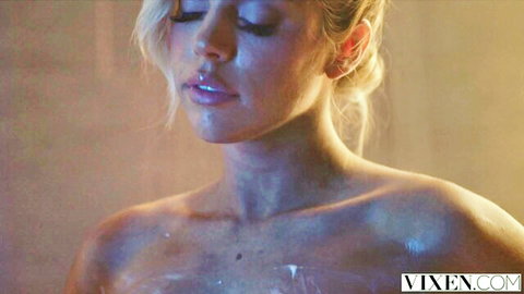 Blonde model Allie nude with cum on chest in naughty game
