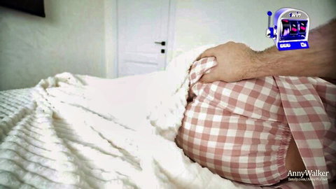 Anny Walker big ass stepsister in checkered dress on bed